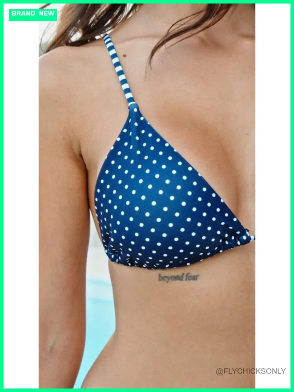 Two Piece Bikini Set Polka Dots Triangle Swimsuit Reversible Tie Backless